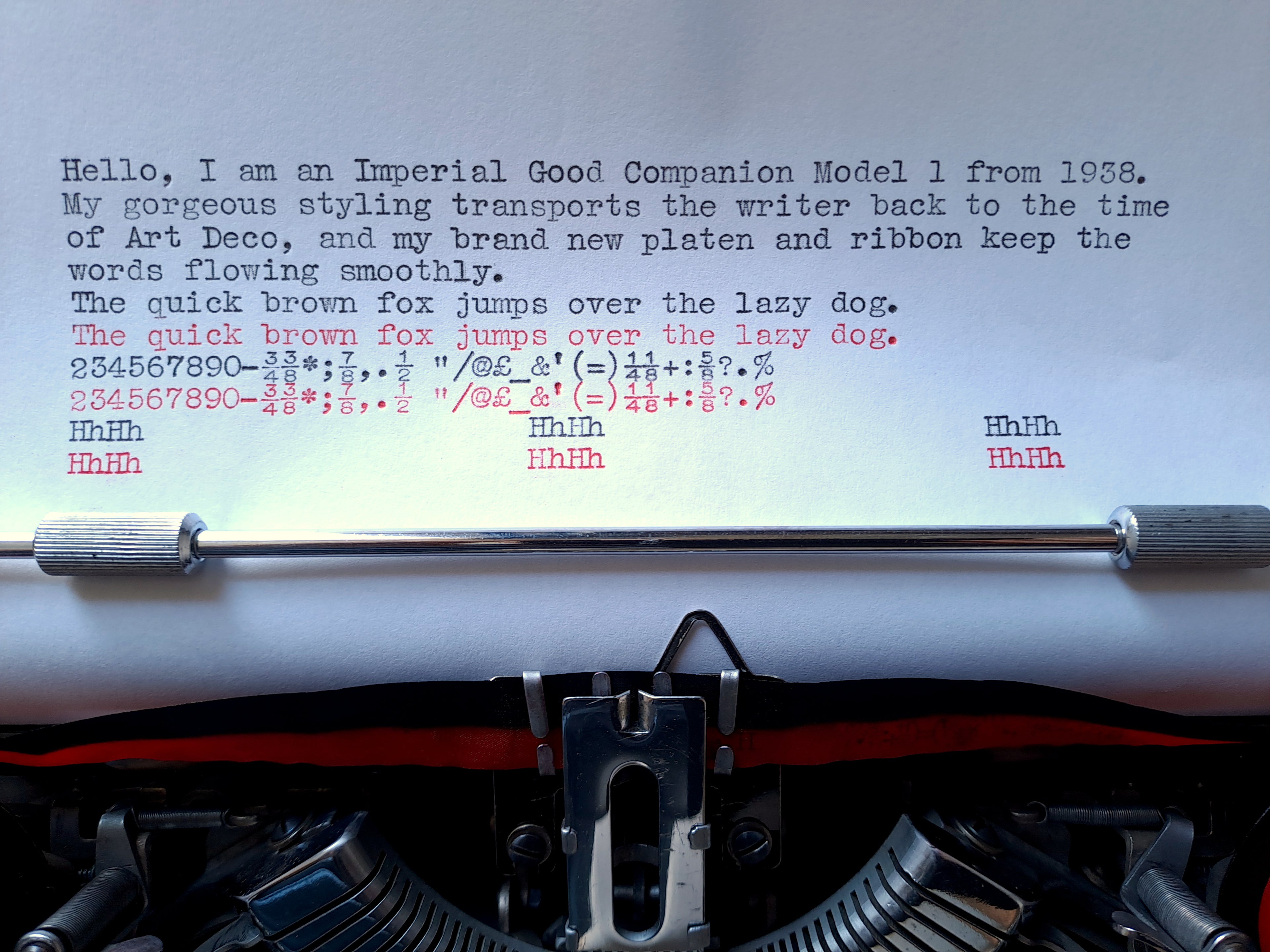 Imperial Good Companion Typewriter, New Platen