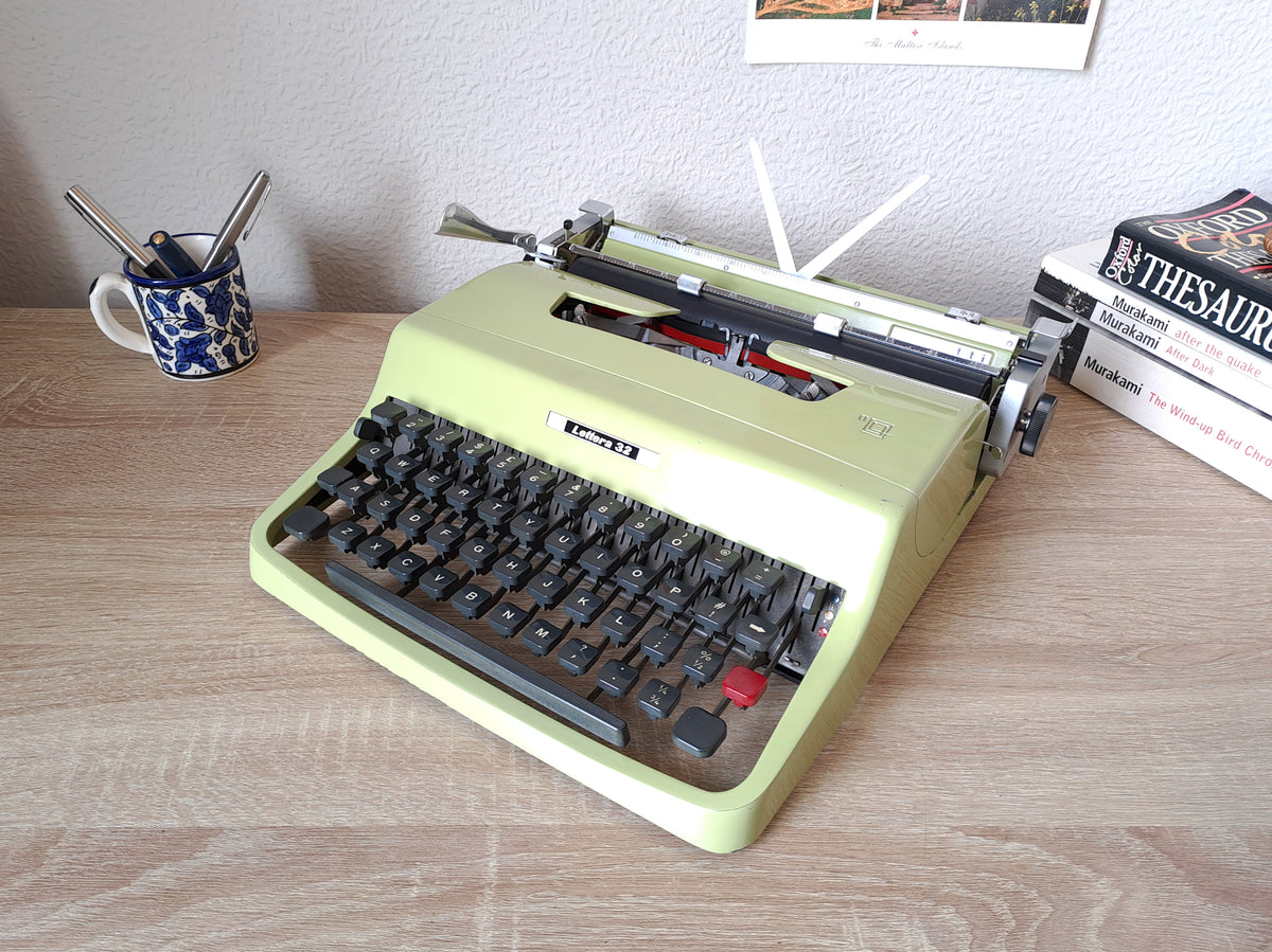 Green Olivetti Lettera 32 Typewriter