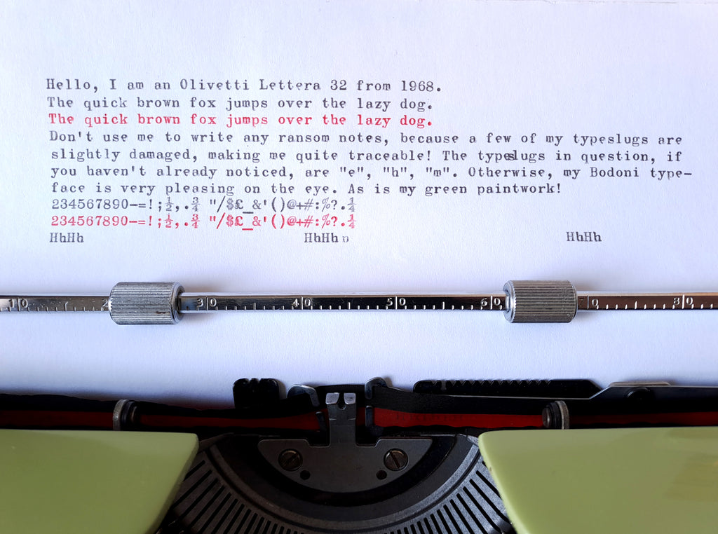 Green Olivetti Lettera 32 Typewriter