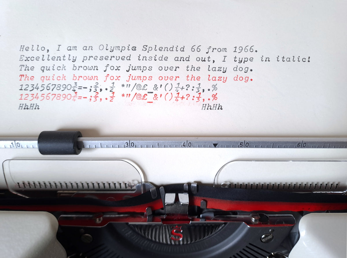 Text sample of an Olympia Splendid 66 typewriter with italic typeface