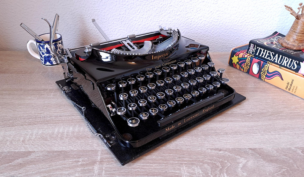Imperial Good Companion Typewriter with Rare Secretarial Case, New Platen & Baseboard Feet